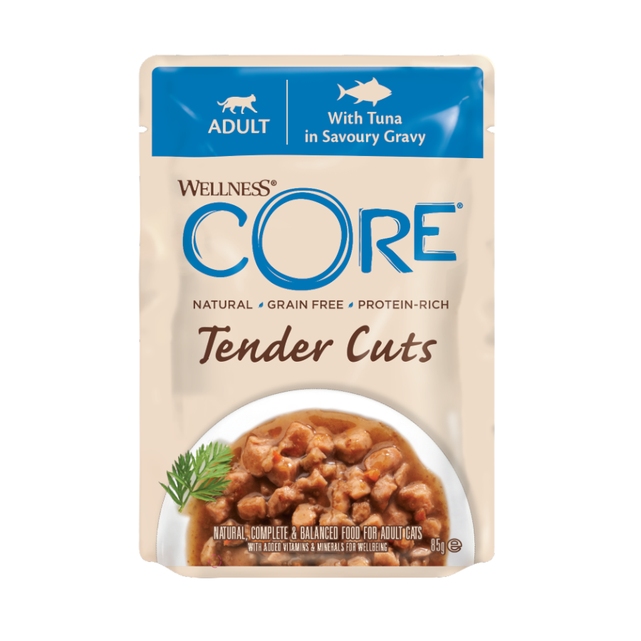 Wellness Core Tender Cuts atún sobre en salsa para gatos